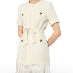 Sandro Paris joana belted hem tweed dress